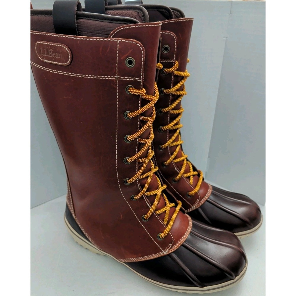LL Bean 2.5 TEK Tall Duck Boots Waterproof Insulated Leather 290707 Women Sz 9